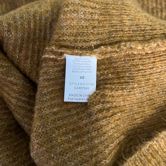 Oversized Tunic Sweater Dress Mustard Deep V-Neck Slouchy Boho - Picture 11 of 12